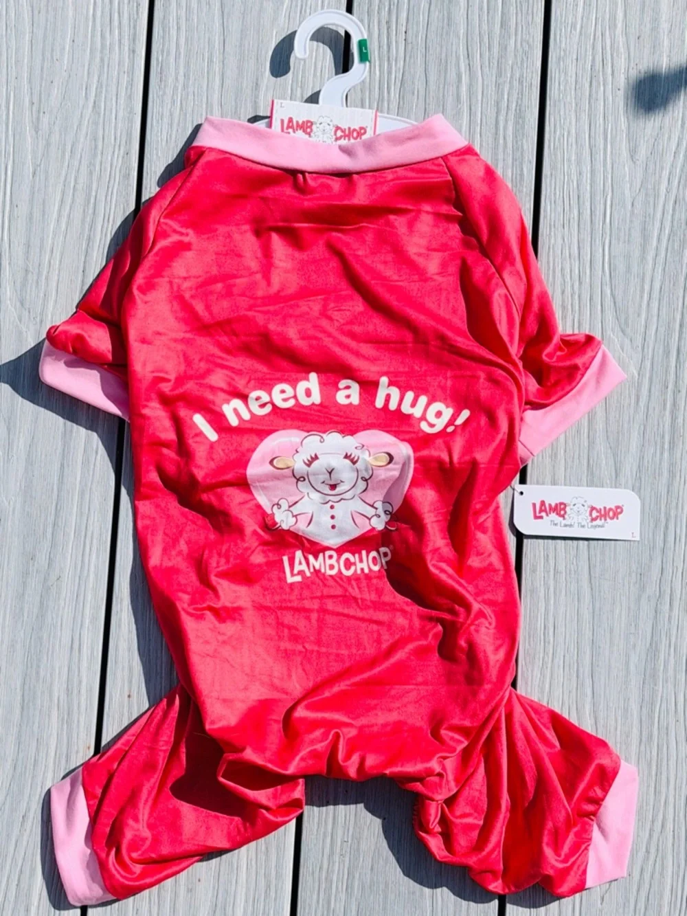 Dog Onesie Pajama Lambchop I Need A Hug Pet Costume/Clothes + Plush Toy